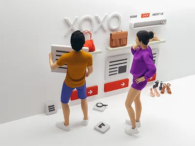 Build UX UI Website 3d 3dsmax cartoon clean design people ui ux