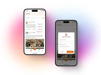 Report User and Report Updates block blocking branding comment design ios like minimal report report update share social texbazar ui update user user update ux