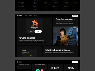 Finory website crypto crypto currency crypto exchange crypto wallet crypto website cryptocurrency figma design interaction design landing design modern design solana token web ui ui design user experience user interface ux ux design web3 website design