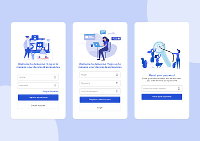Login UI/UX forgotpasswordscreen illustrator photoshop registercreen vector