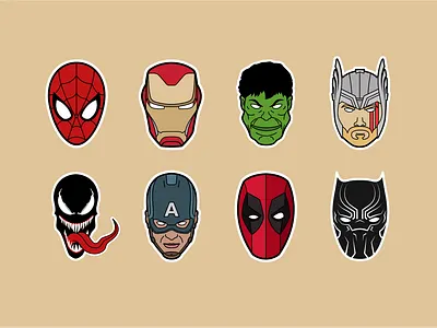 Marvel Heroes Icons amadine art blackpanther captainamerica deadpool design hulk illustration illustrations ironman marvel marvel comics marvel icons marvel studios spiderman superheroes thor vector venom