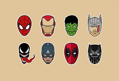 Marvel Heroes Icons amadine art blackpanther captainamerica deadpool design hulk illustration illustrations ironman marvel marvel comics marvel icons marvel studios spiderman superheroes thor vector venom