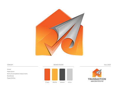 Transaction Architects Logo Design arrow brand guide brand guideline brand identity branding check mark design house illustration logo logo design pages folding paper plane real estate rolling paper