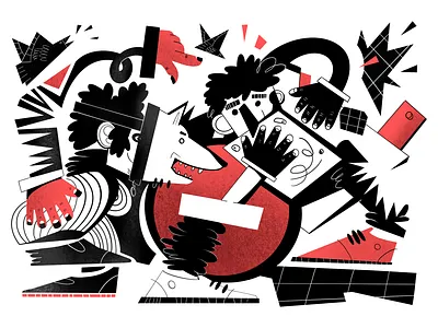 Composition 01 abstract animal art birds composition design digital dog flat graphic hands illustration mask people procreate raster sign