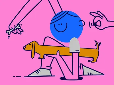 listen up, buddy. bone character dog feed illustration listen