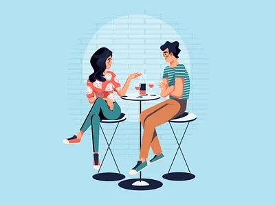 A Date illustration adobe illustrator appointment bar characters date girl character illustartion illustrator meeting rendezvous vector art vector illustration