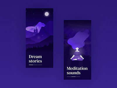 DAILY UI 023 - ONBOARDING app app design castle daily ui daily23 dailyui dailyui23 dailyuichallenge design dream dreams illustration landscape meditation meditation app podcast poetry purple ui ui design