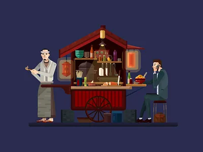 Late Night Ramen. artwork character design flat design flat illustration food illustration ramen vector vector art vector design