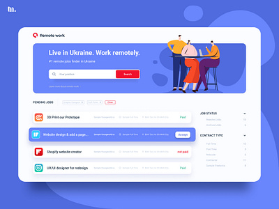 Remote Work | UX/UI design brand and identity design dribbble header header design header illustration home page illustration logo minimal branding ui uidesign uiux ux uxdesign web design webdesign website website design