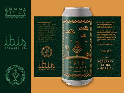 Brandimals 09 - Ibis animal beer beer can bird brewery geometric glass illustration label logo marsh monoline
