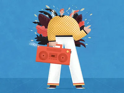 A boy likes music boy character illustration man music photoshop