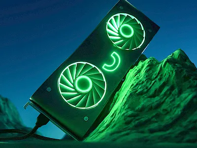 Smiley GPU 3d 3d art c4d gpu graphics card green mountain octane octanerender render smile smiling face