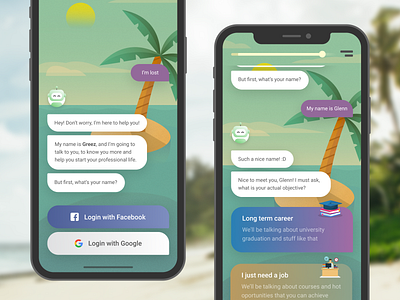 Career aptitude chatbot beach career aptitude career coach chatbot design island ui uidesign ux