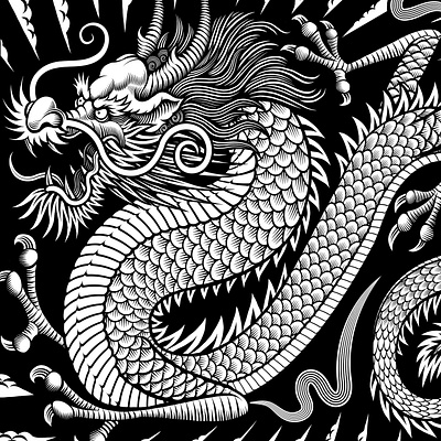 Dragon illustration asian black and white branding dragon illustration illustrations japanese martial arts vector