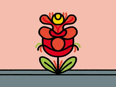 Flower through Concrete drawing flower illustration thick lines