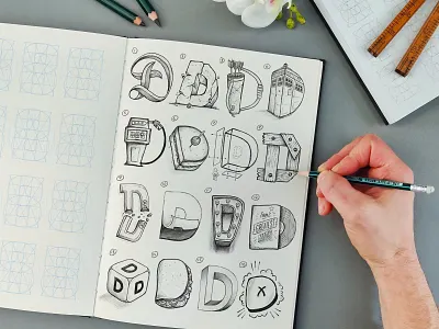 16 Types of D brush calligraphy design hand lettering illustration lettering type typography