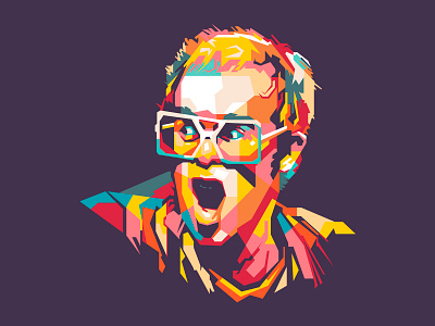 Elton John artwork artworked artworks colorful elton john illustration music musician popart rock vector wpap