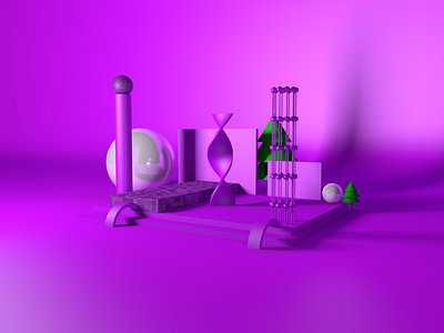 Scene 1 3d cinema 4d design enviroment game design icon purple scene simple design