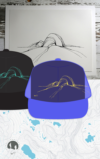 Shield brand caps clan of the cave bear creative direction design form hats hike identity illustration influence landscapes myth print protection the shield thewayfindercompany typography