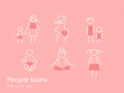 People icons baby child children girl lotus pregnancy teenager woman women yoga