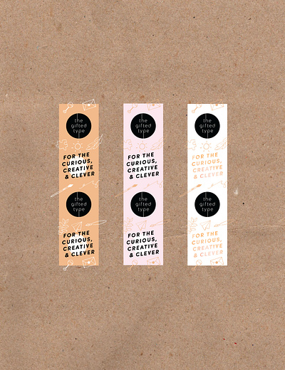 Packing tape designs for The Gifted Type brand identity collateral illustrations packaging patterns