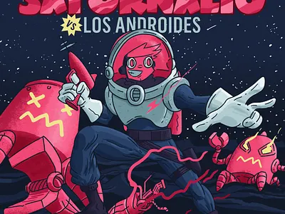 Saturnalio Cover astronaut character drawing illustration illustration art logo pahito photoshop robot space