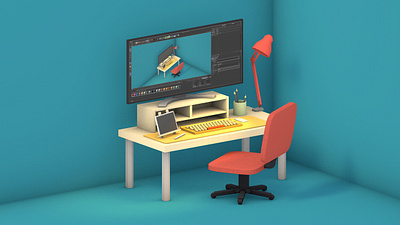 My working space--C4D practicing c4d lowpolyart