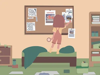 Wanted - Short Film after effect animals animation child cute detective flat design girl illustration illustrator pet short film