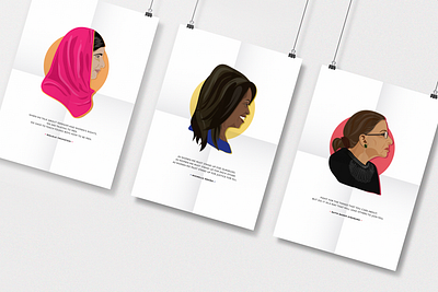 Feminist Superhero Poster Series feminist graphic design malala malala yousafzai michelle obama poster art poster design poster series rbg ruth bader ginsburg vector art women leaders