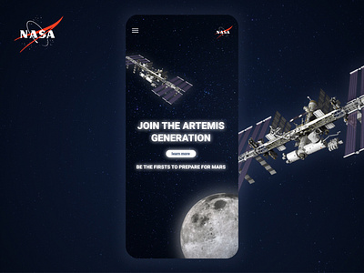 Nasa Artemis Generation Recruitment Concept app artemis branding concept design generation international space station iss mobile moon nasa recruitment release space ui web