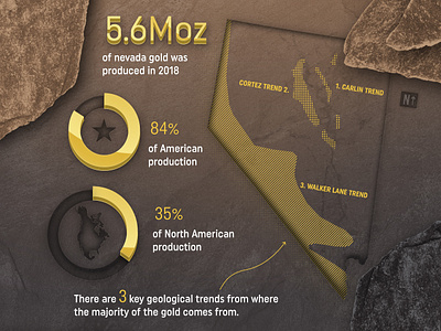 Nevada Gold Infographic dirt dust gold infographic map percent piechart rocks slate stats texture valley