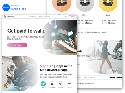 Step Rewards (Landing Page) daily dailyui earn earning exercise fitness landing landingpage logging marketing page rewards step steps ui walk walking