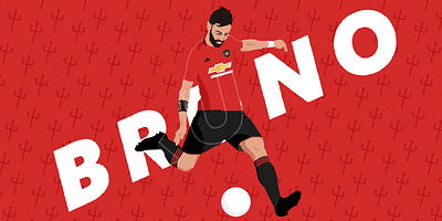 Bruno Fernandes illustration 2d bruno fernandes design flat football footballer illustration mufc premierleague procreate soccer sports sports design