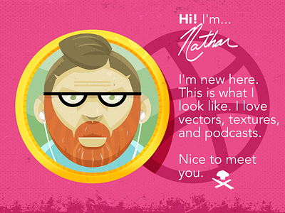 Hello. My name is...Nathan debut illustration intro introduction portrait self portrait vector