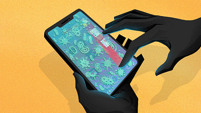 Phone Germs character coronavirus design disinfect germs hands illustration phone phones technology virus