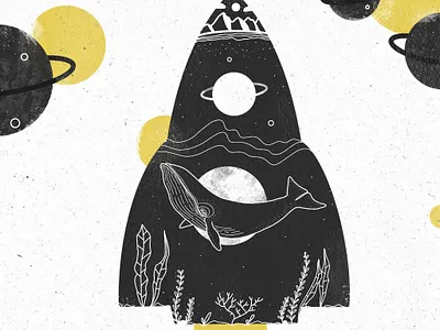 instagram challenge: space design drawing illustration illustrator ipaddrawing ipadpro kiasue planet procreate rocket space whale