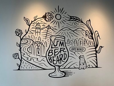 Lumberbeard Mural branding handlettering illustration linework mural art mural design typogaphy