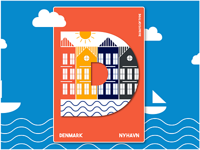 Denmark- NYHAVN 36 days of type 36daysoftype denmark designer freelance design graphic illustration letter d letter design nyhavn poster poster art poster collection