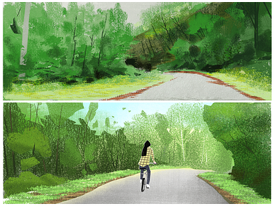 Little forest bycicle forest movie natural road