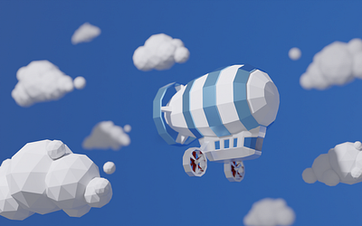 Zeppelin WIP 3d clouds cute illustration low poly low polygon polygon render sky tiny zeppelin