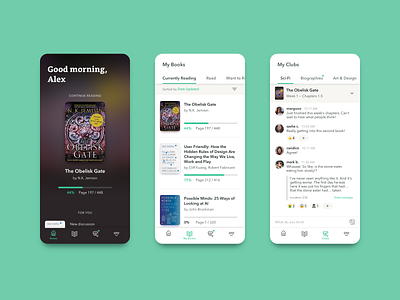 book clubbin app books chat reading ui ux