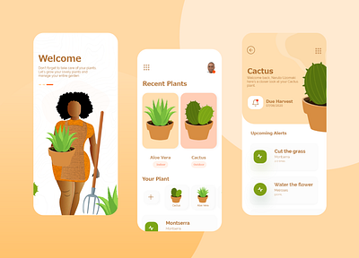 Plant Care App adobe xd african woman app clean colors concept design dribbble best shot garden illustration ios mobile nickelfox nigeria onboarding screen plant popular recent shots user experience