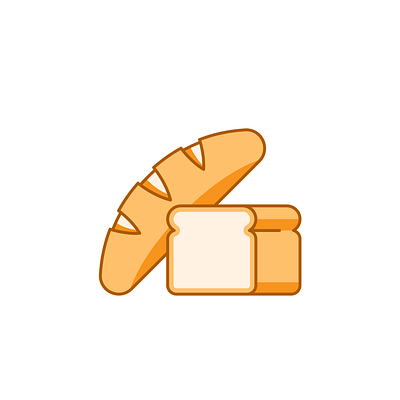 Grocery 040/100 bake bread dailyicon design food icon illustration minimal shadow vector