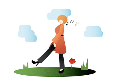 Joyful day girl grain texture happy illustration noise shadow vector woman