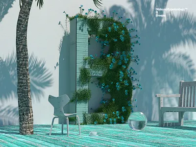 36daysoftype&mbsjq™ | B is for Breeze 36days adobe 36daysoftype 3d art chill cinema4d digital digital art flowers instagram octane relax