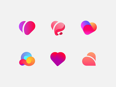 Unused Heart Shape Logos boobs breast butt couple gradient heart modern peach pink purple red romantic roses sensual sex valentine valentines vibrant