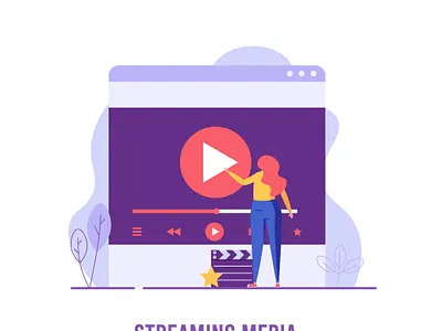 Concept of video marketing, online cinema, streaming app design illustration media movies online cinema service streaming ui vector video video marketing