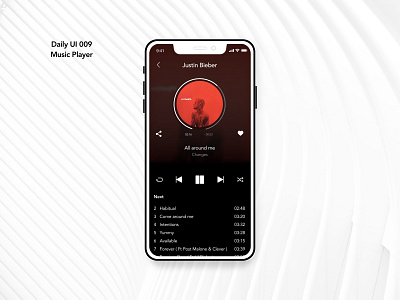 Daily UI 009 - Music Player app black dailyui dailyui009 dailyuichallenge design music music app player song ui white youtube