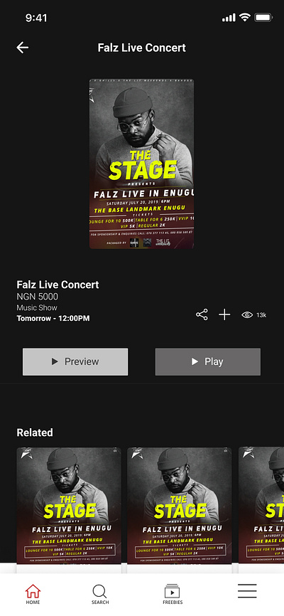 live concert app design ui ux web website