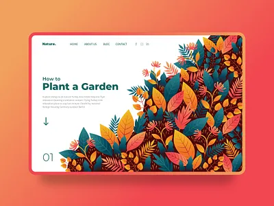 Garden landing page concept clean creative design flat flat design garden gradient interface landing age minimal nature template ux web design webdesign